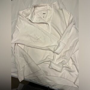 Aerie white 5 button collar sweatshirt